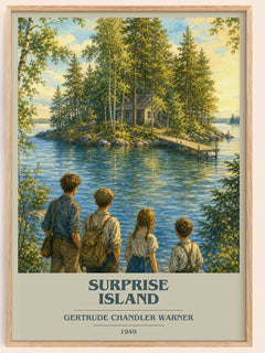 Surprise Island book cover book poster by Gertrude Chandler Warner – framed literary art print