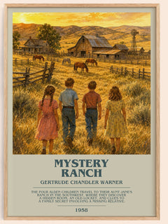 Mystery Ranch bookish book poster by Gertrude Chandler Warner – framed literary art print