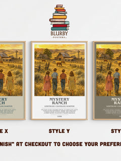 Mystery Ranch bookish print in frame leaning in hallway – childrens wall art