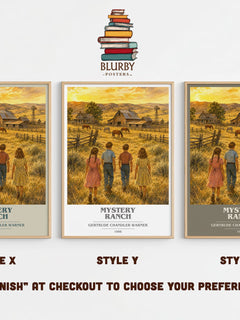 Mystery Ranch book cover print in frame leaning in hallway – childrens wall art