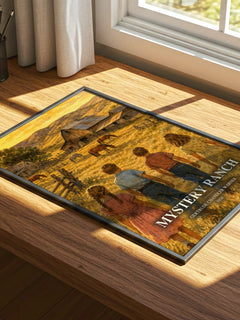 Mystery Ranch watercolour book poster framed on wall – childrens wall art
