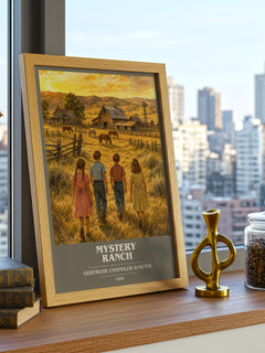 Mystery Ranch book cover print framed by window – literary home decor