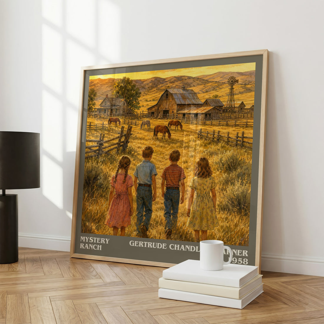 Mystery Ranch literary print framed by window – literary home decor