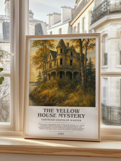 The Yellow House Mystery bookish poster colour and style options – Gertrude Chandler Warner book art