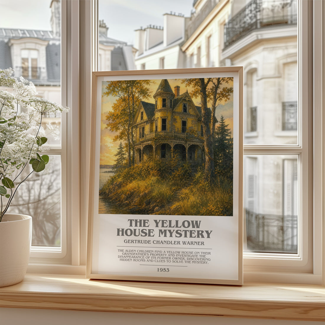 The Yellow House Mystery bookish poster colour and style options – Gertrude Chandler Warner book art