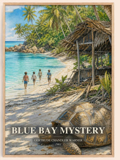 Blue Bay Mystery watercolour book poster by Gertrude Chandler Warner – framed literary art print