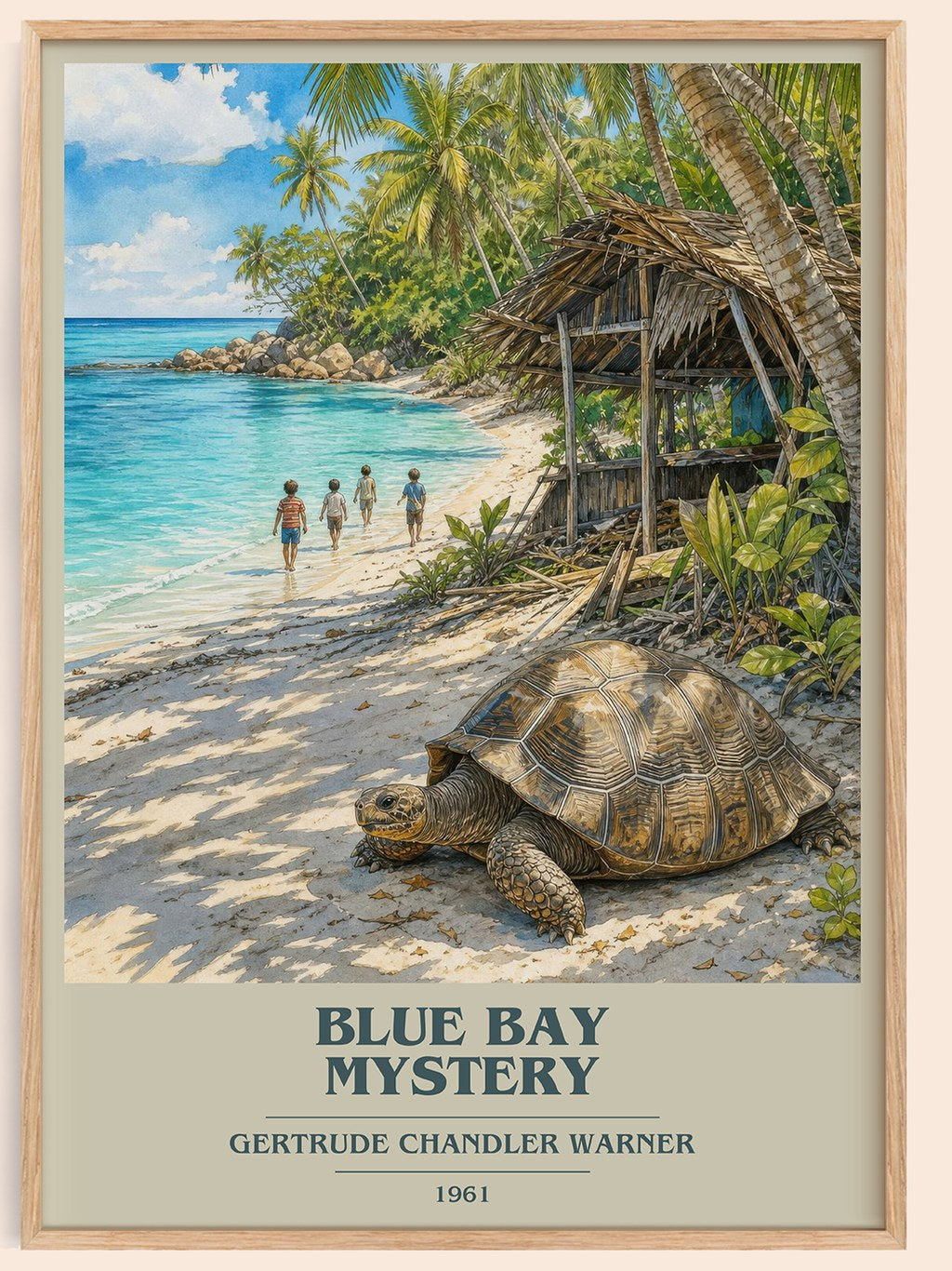 Blue Bay Mystery book cover book poster by Gertrude Chandler Warner – framed literary art print