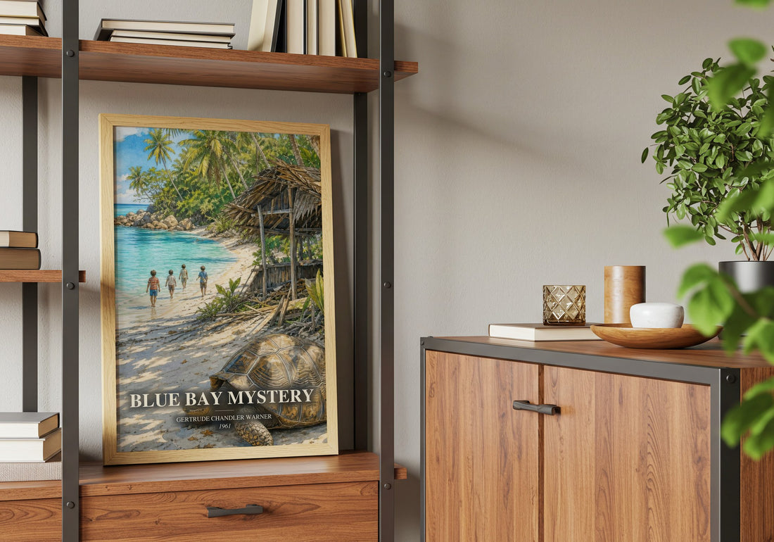 Blue Bay Mystery book watercolour illustration paper finish options – matte satin gloss