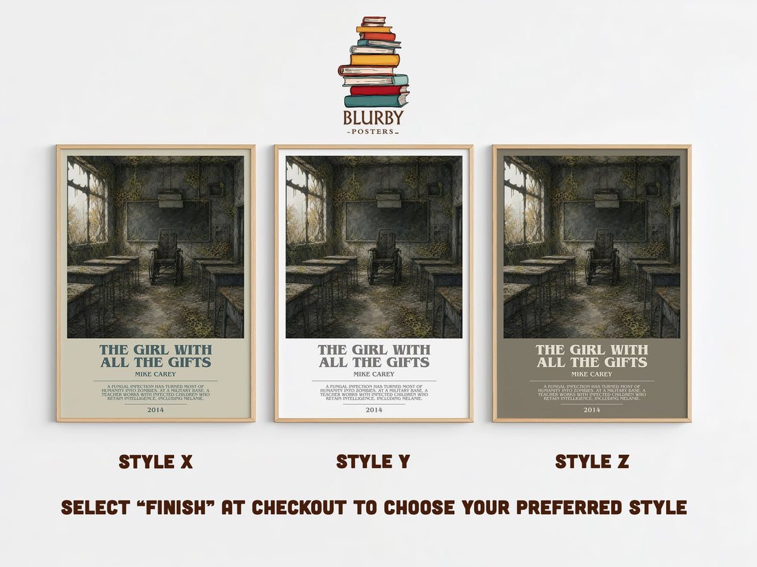 The Girl with All the Gifts bookish print in frame leaning in hallway – dystopian wall art (mockup)