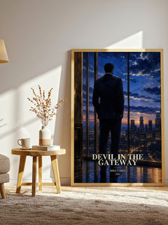 Devil in the Gateway watercolour print in frame leaning in hallway – horror wall art