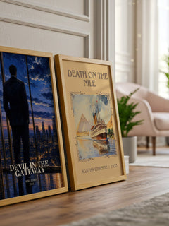 Devil in the Gateway watercolour print framed by window – literary home decor