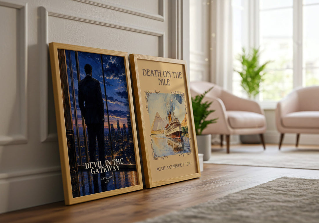 Devil in the Gateway watercolour print framed by window – literary home decor