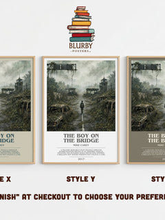 The boy on the bridge bookish print in frame leaning in hallway – sci fi wall art