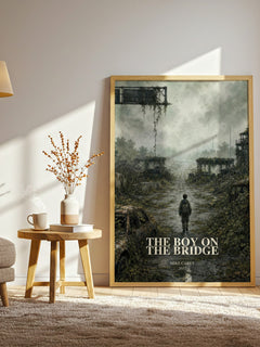The boy on the bridge watercolour print in frame leaning in hallway – sci fi wall art