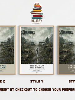 The boy on the bridge book cover print in frame leaning in hallway – sci fi wall art