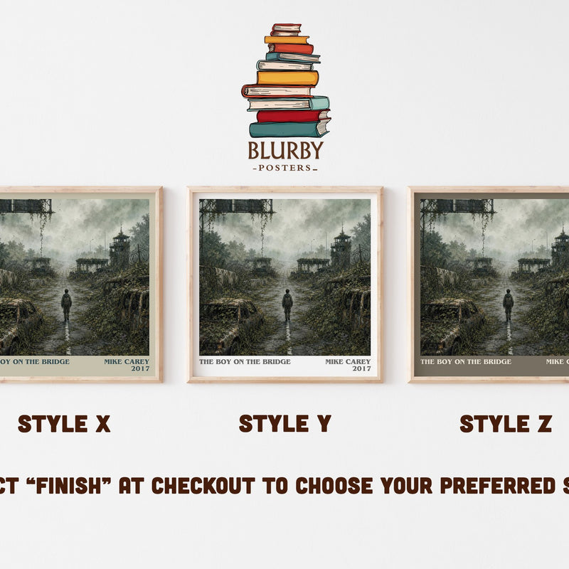 The boy on the bridge literary print in frame leaning in hallway – sci fi wall art