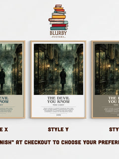 The Devil You Know bookish print in frame leaning in hallway – fantasy wall art