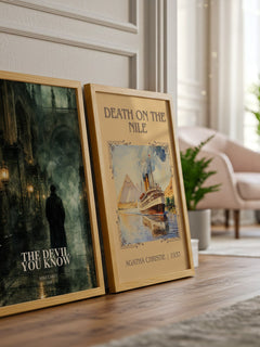 The Devil You Know watercolour print framed by window – literary home decor