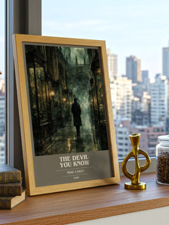 The Devil You Know book cover print framed by window – literary home decor