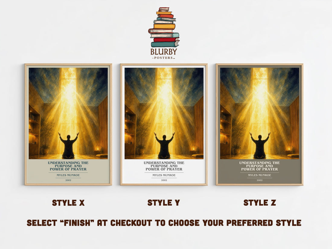 Understanding the Purpose and Power of Prayer book cover print in frame leaning in hallway – non fiction wall art (mockup)