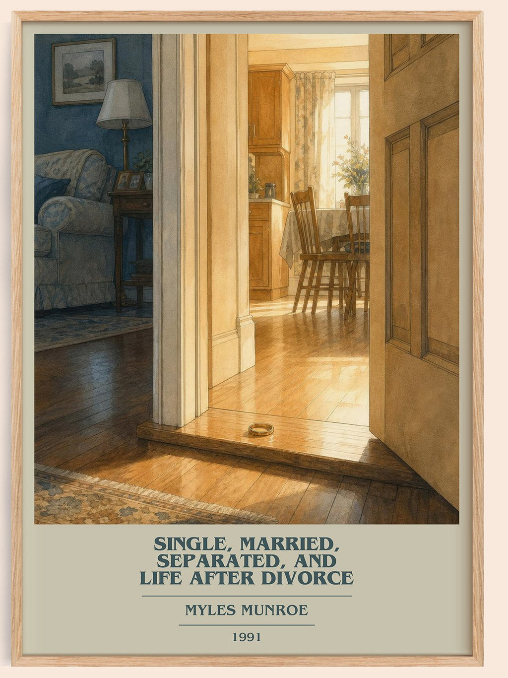 Single, married, separated, and life after divorce book cover book poster by Myles Munroe – framed literary art print