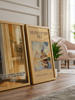 Single, married, separated, and life after divorce watercolour print framed by window – literary home decor
