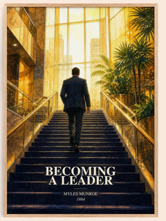 Becoming a leader watercolour book poster by Myles Munroe – framed literary art print
