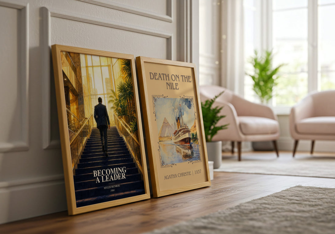 Becoming a leader watercolour print framed by window – literary home decor