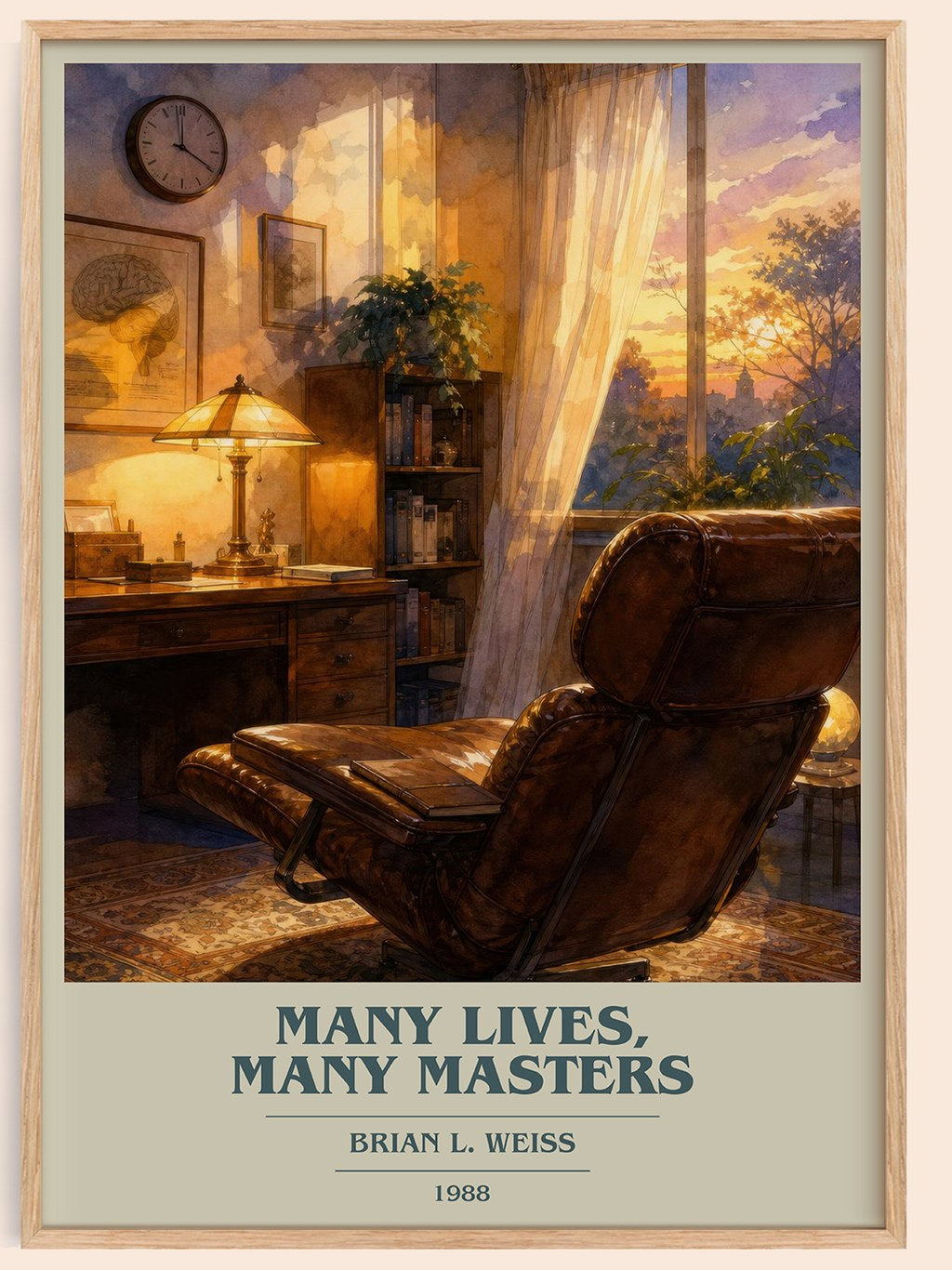 Many Lives, Many Masters book cover book poster by Brian L. Weiss – framed literary art print
