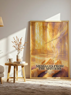 Messages from the masters watercolour print in frame leaning in hallway – non fiction wall art