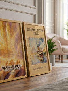 Messages from the masters watercolour print framed by window – literary home decor
