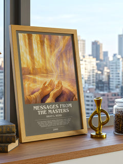 Messages from the masters bookish print framed by window – literary home decor