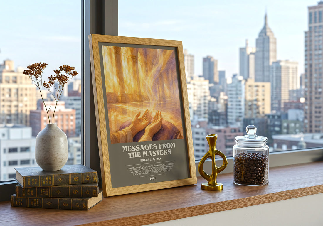 Messages from the masters bookish print framed by window – literary home decor