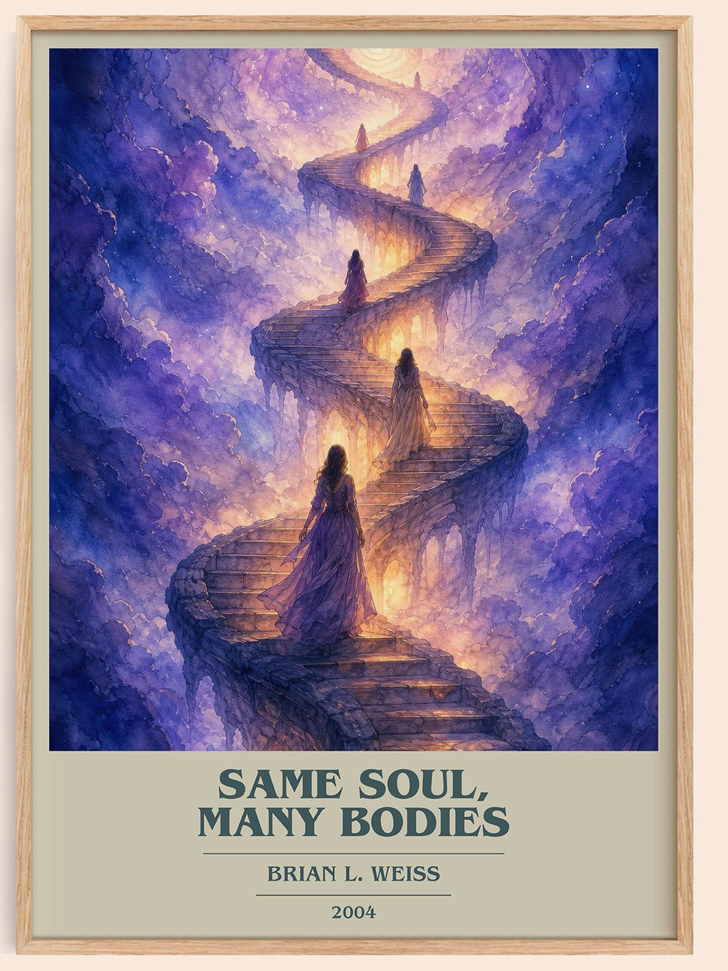 Same Soul, Many Bodies book cover book poster by Brian L. Weiss – framed literary art print