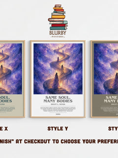 Same Soul, Many Bodies bookish print in frame leaning in hallway – non fiction wall art