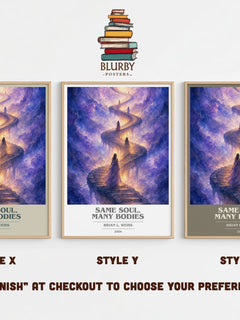 Same Soul, Many Bodies book cover print in frame leaning in hallway – non fiction wall art