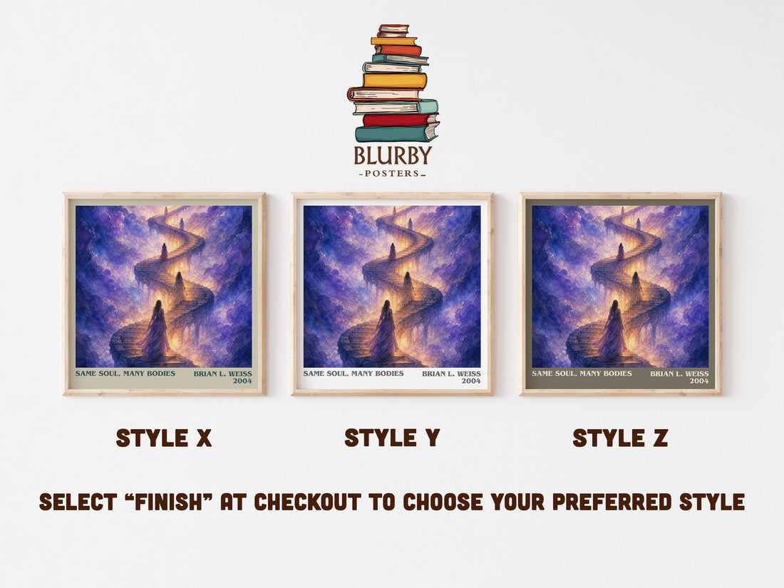 Same Soul, Many Bodies literary print in frame leaning in hallway – non fiction wall art (mockup)