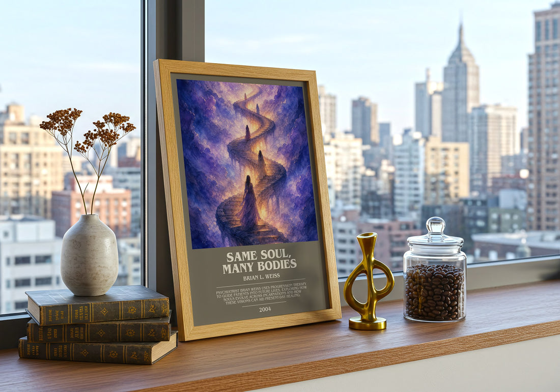 Same Soul, Many Bodies bookish print framed by window – literary home decor