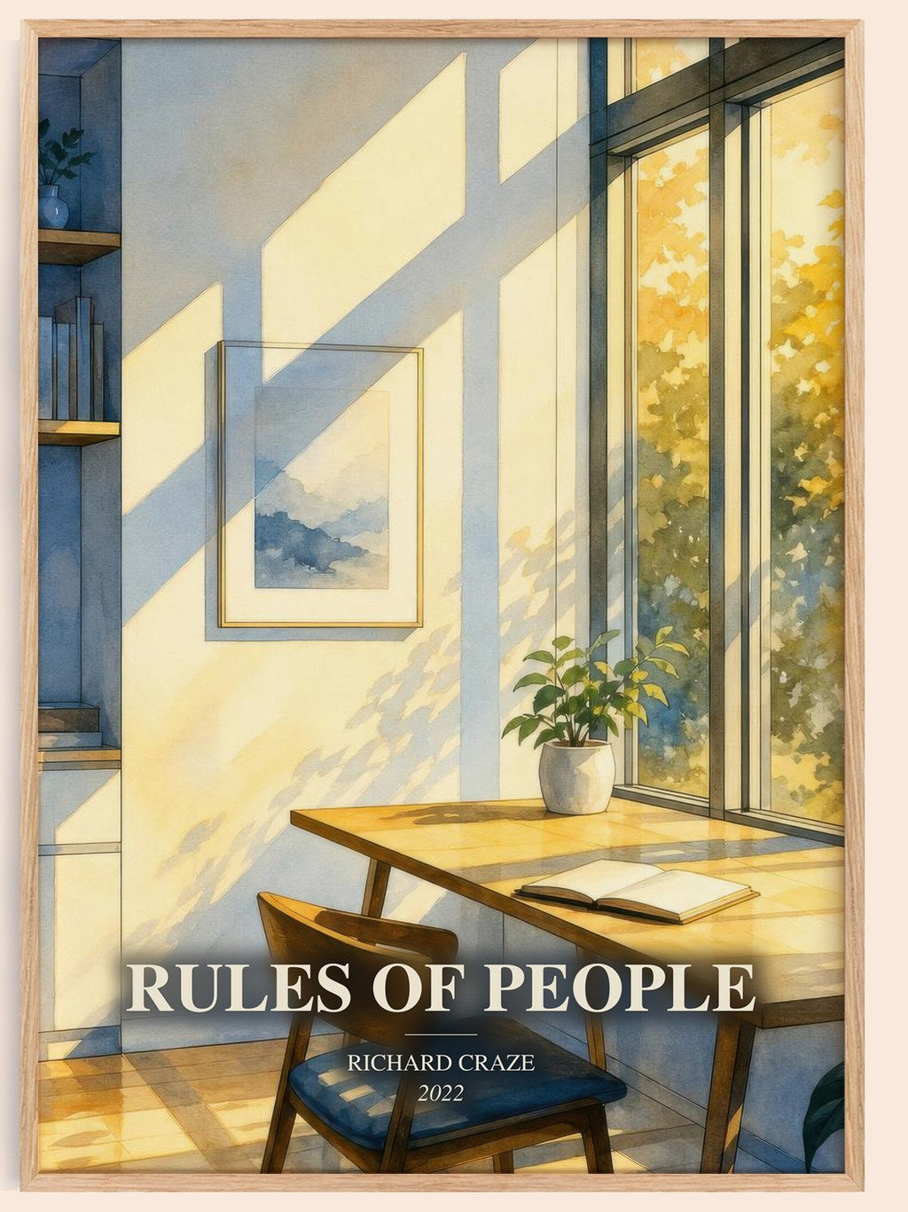 Rules of People watercolour book poster by Richard Craze – framed literary art print