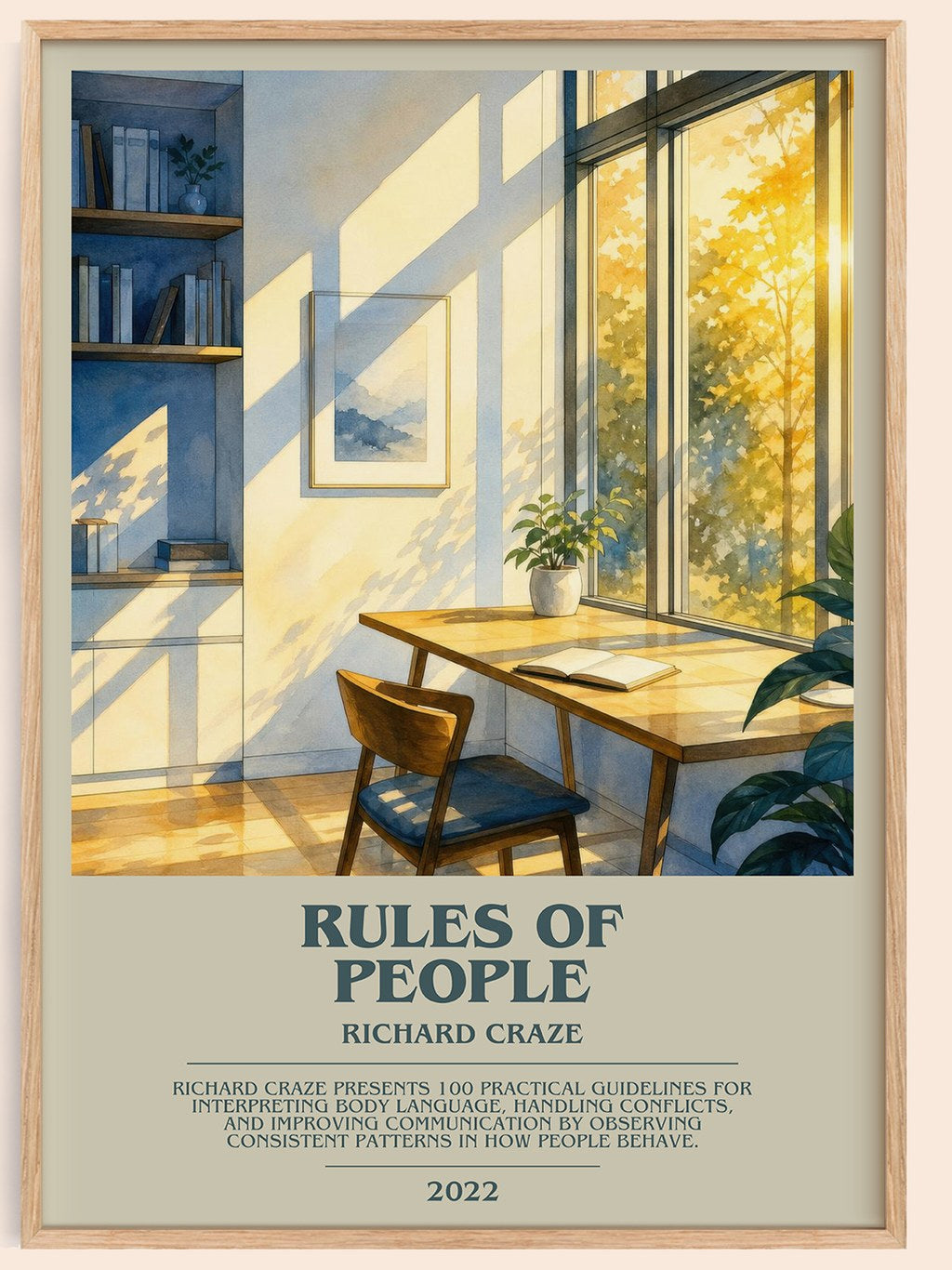 Rules of People bookish book poster by Richard Craze – framed literary art print
