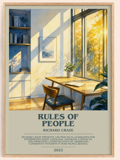 Rules of People bookish book poster by Richard Craze – framed literary art print