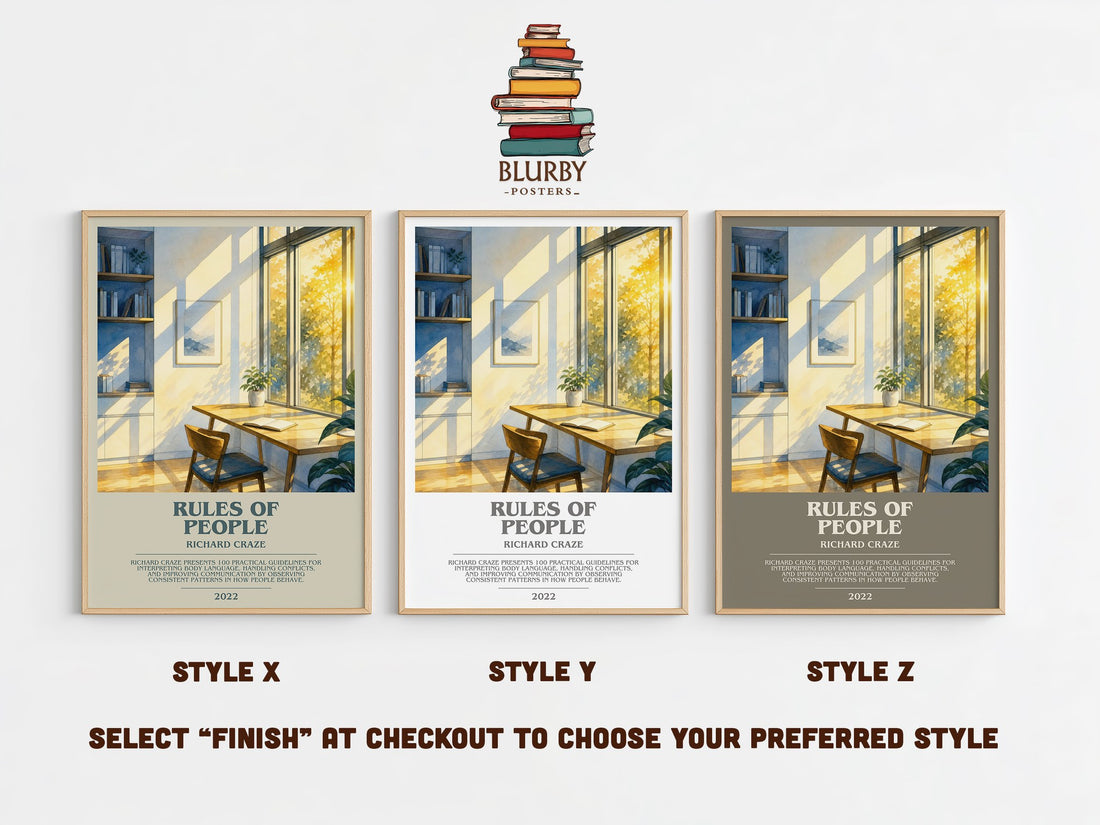 Rules of People bookish print in frame leaning in hallway – non fiction wall art (mockup)