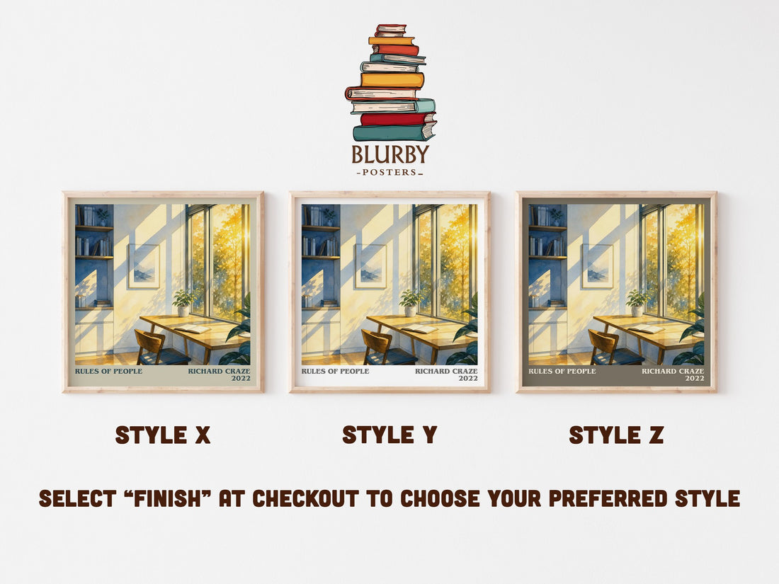Rules of People literary print in frame leaning in hallway – non fiction wall art (mockup)
