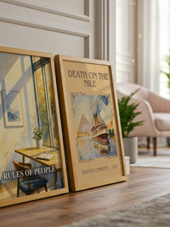 Rules of People watercolour print framed by window – literary home decor