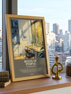 Rules of People bookish print framed by window – literary home decor