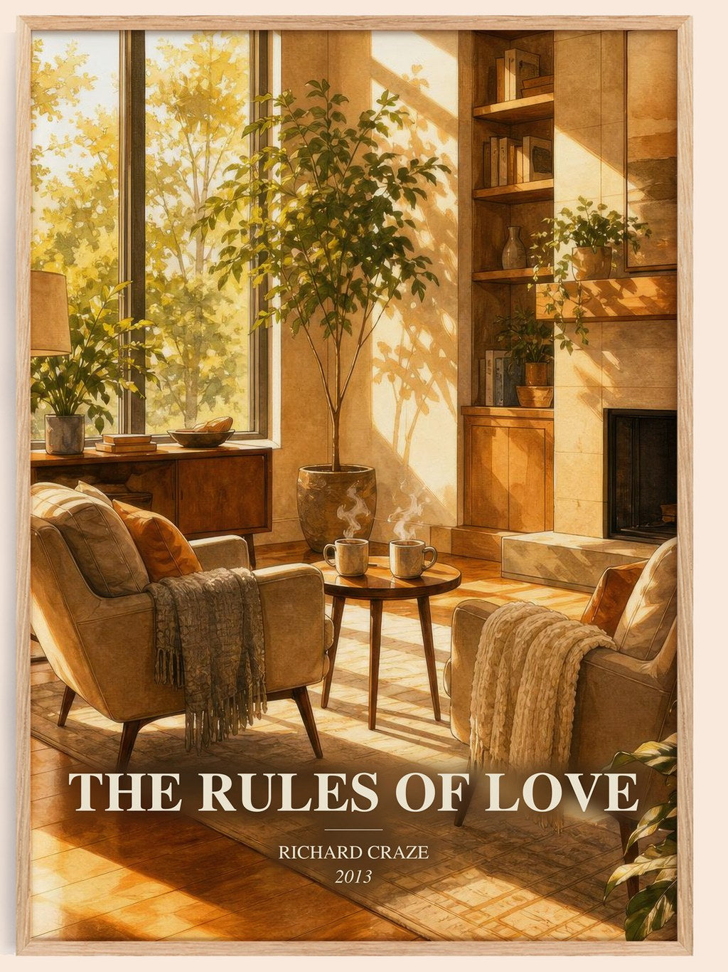 The Rules of Love watercolour book poster by Richard Craze – framed literary art print