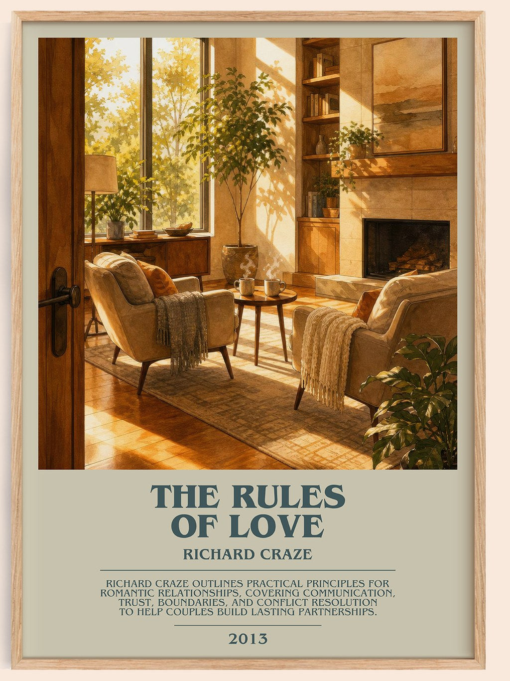 The Rules of Love bookish book poster by Richard Craze – framed literary art print