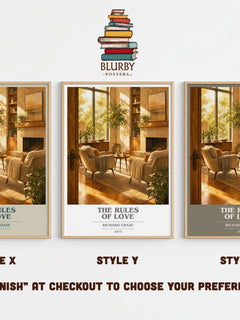 The Rules of Love book cover print in frame leaning in hallway – non fiction wall art