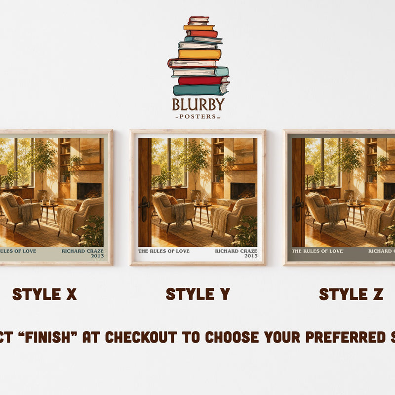 The Rules of Love literary print in frame leaning in hallway – non fiction wall art