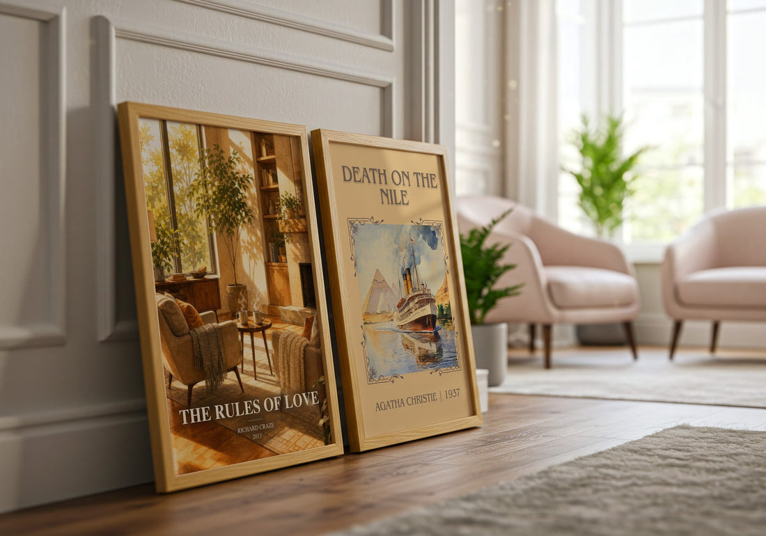 The Rules of Love watercolour print framed by window – literary home decor